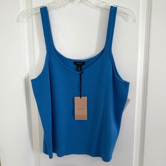 Halogen V-Neck Sweater Tank Top Organic Cotton Blend Turquoise Blue Size XL NEW - Picture 4 of 7